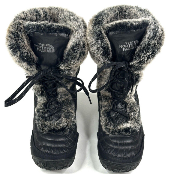 The North Face Appy Women's Winter Boots Black Quilted Puffer Goose Down Size 7 - Picture 2 of 14